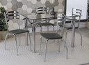 Ver imagem 1 de Conjunto Sala de Jantar Mesa com 4 Cadeiras Estofadas Cromado 095 Kappesberg Crome