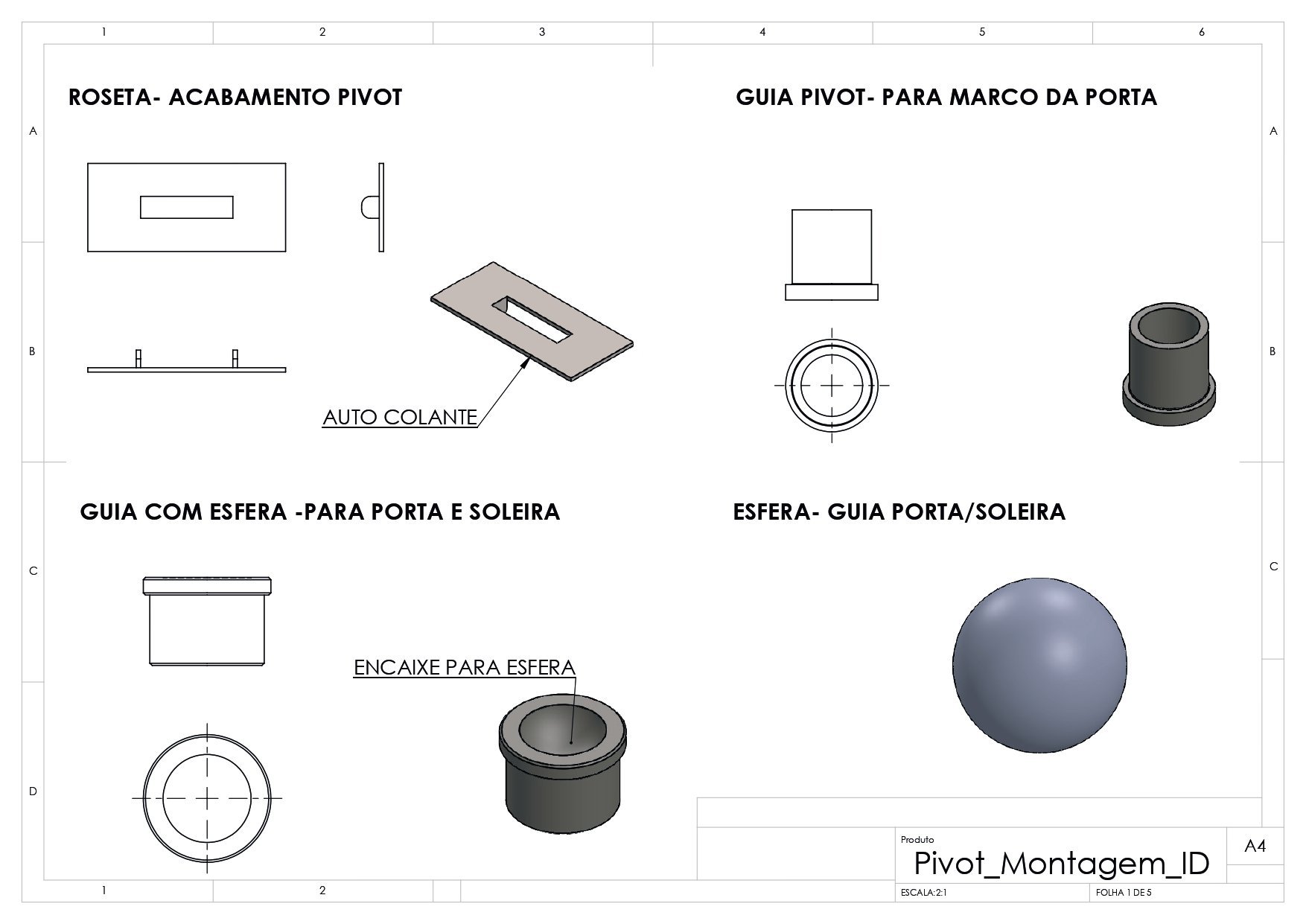 Pivot para porta - Escovado - 380 KG - 5