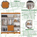 Ver imagem 4 de Guarda Roupa Vinci 6 Portas 3 Gavetas Quarto Cinamomo com Off White - Albatroz