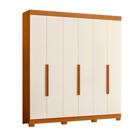 Guarda Roupa Vinci 6 Portas 3 Gavetas Quarto Cinamomo com Off White - Albatroz