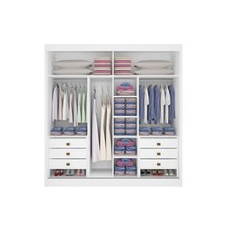 Guarda Roupa Casal Cancun Ripado 2 Portas 6 Gavetas sem Pés - D Doro Branco/ripado - 4