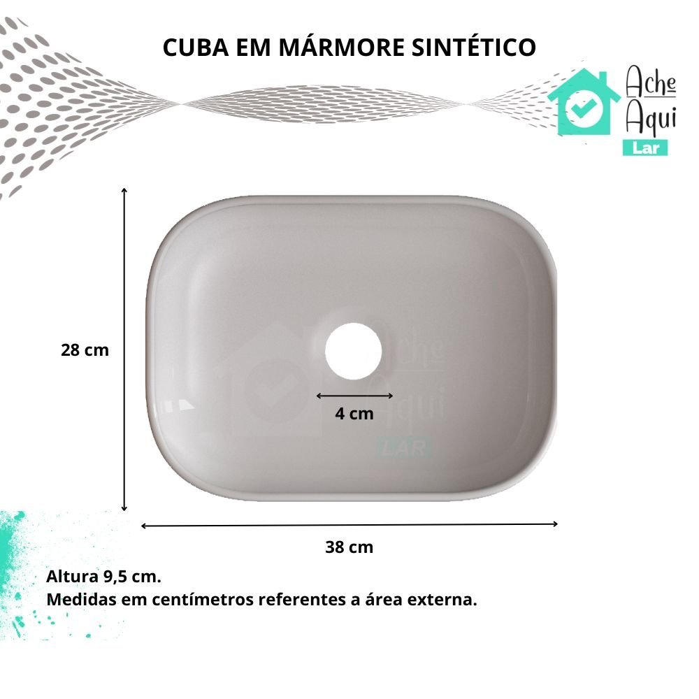 Cuba Pia de Banheiro Lavabo de Apoio Sobrepor - Branco - 5