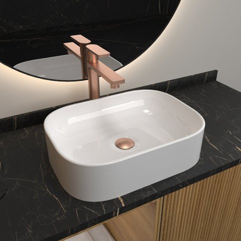 Cuba Pia de Banheiro Lavabo de Apoio Sobrepor - Branco