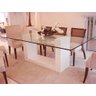 Mesa de Jantar Laca com Vidro Transparente e Base em U - 2