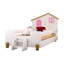 Ver imagem 3 de Cama Infantil Casinha Branco Mel e Rosa com Colchão