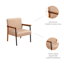 Ver imagem 2 de Kit 2 Poltronas Decorativas Trindade Estilo Industrial em Veludo Bege