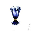 Ver imagem 2 de Vaso Em Cristal Murano Azul Com Ouro 24 K - São Marcos