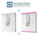 Ver imagem 5 de Guarda-roupa Casal Tijucas 4 Portas 2 Gavetas com Espelho Flex Branco/rosa - Pnr Móveis