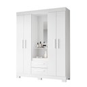 Ver imagem 3 de Guarda-roupa Casal Tijucas 4 Portas 2 Gavetas com Espelho Flex Branco/rosa - Pnr Móveis