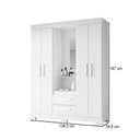 Ver imagem 4 de Guarda-roupa Casal Tijucas 4 Portas 2 Gavetas com Espelho Flex Branco/rosa - Pnr Móveis