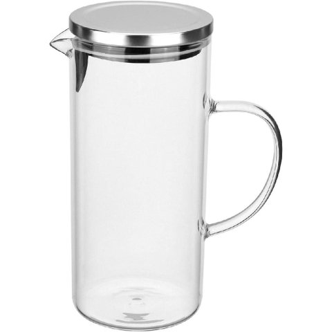 Jarra Agua Suco Home&co Tampa Inox Borossilicato 1,3l 22x10x10cm Transparente