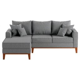 Sofá 3 Lugares Beny com Chaise Esquerdo Linho Cinza - 1