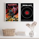 Ver imagem 1 de Kit 2 Quadros Decorativos Bandas de Rock metal 24x18cm:madeira Branca