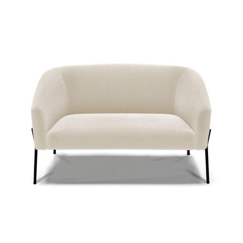 Sofá Namoradeira 2 Lugares Pé Ferro Preto Stella Bouclê D03 - D'Rossi Cor Off White