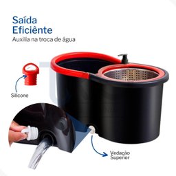 Mop Giratório 360 com Cesto em Inox Limpeza Geral Esfregão - 6