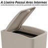 Lixeira Cesto de Lixo 8l com Tampa Click Retangular Banheiro Cozinha | Astra - Argila - 5