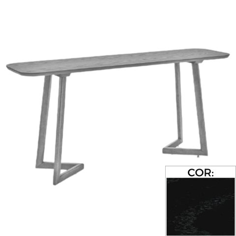 Aparador 160cm Mh-5345 Madeira Laca Fosca Preta Tampo Carvalho Preto Base Preta