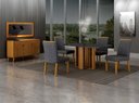 Ver imagem 6 de Conjunto Sala de Jantar Jade Gold 1,20m Tampo Chumbo 4 Cadeiras Jade Cinamomo/Linho Chumbo
