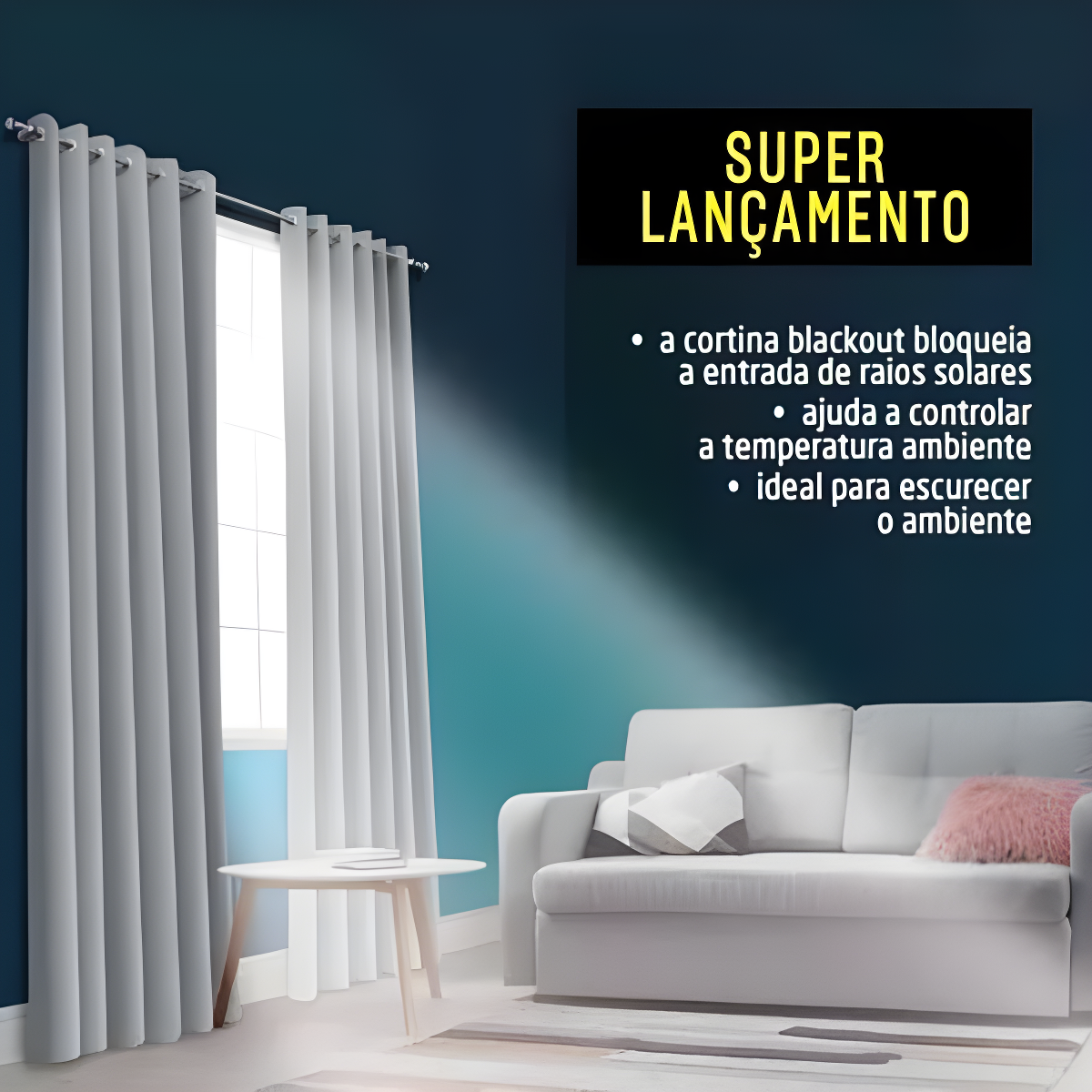 Cortina Corta Luz Blackout Blecaute com Ilhós 1,38x1,98 Pvc - 5