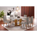 Ver imagem 1 de Conjunto Sala de Jantar 6 Lugares Lisy Mesa e Cadeiras Madeira Maciça Suede Móveis Mundial