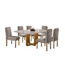 Ver imagem 2 de Conjunto Sala de Jantar 6 Lugares Lisy Mesa e Cadeiras Madeira Maciça Suede Móveis Mundial