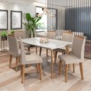 Ver imagem 2 de Conjunto de Mesa de Jantar Jak 6 Lugares com Vidro Modelo Retrô com Pés em Madeira Cor Mesa White Ca