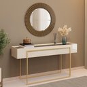 Ver imagem 2 de Aparador para Sala de Estar Espelhado Pés Industrial Malika D05 Off White - Lyam Decor