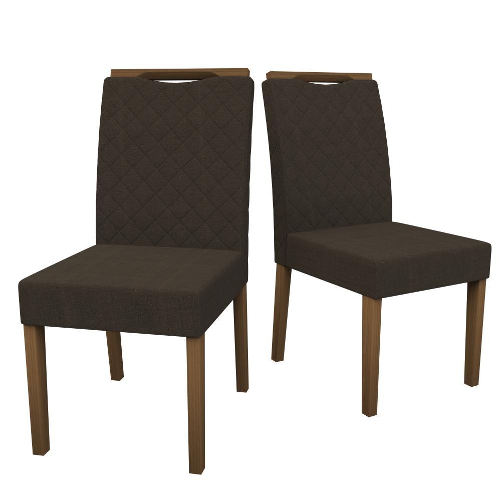 Kit 2 Cadeiras para mesa de Jantar Munique Amendoa/Café New Ceval