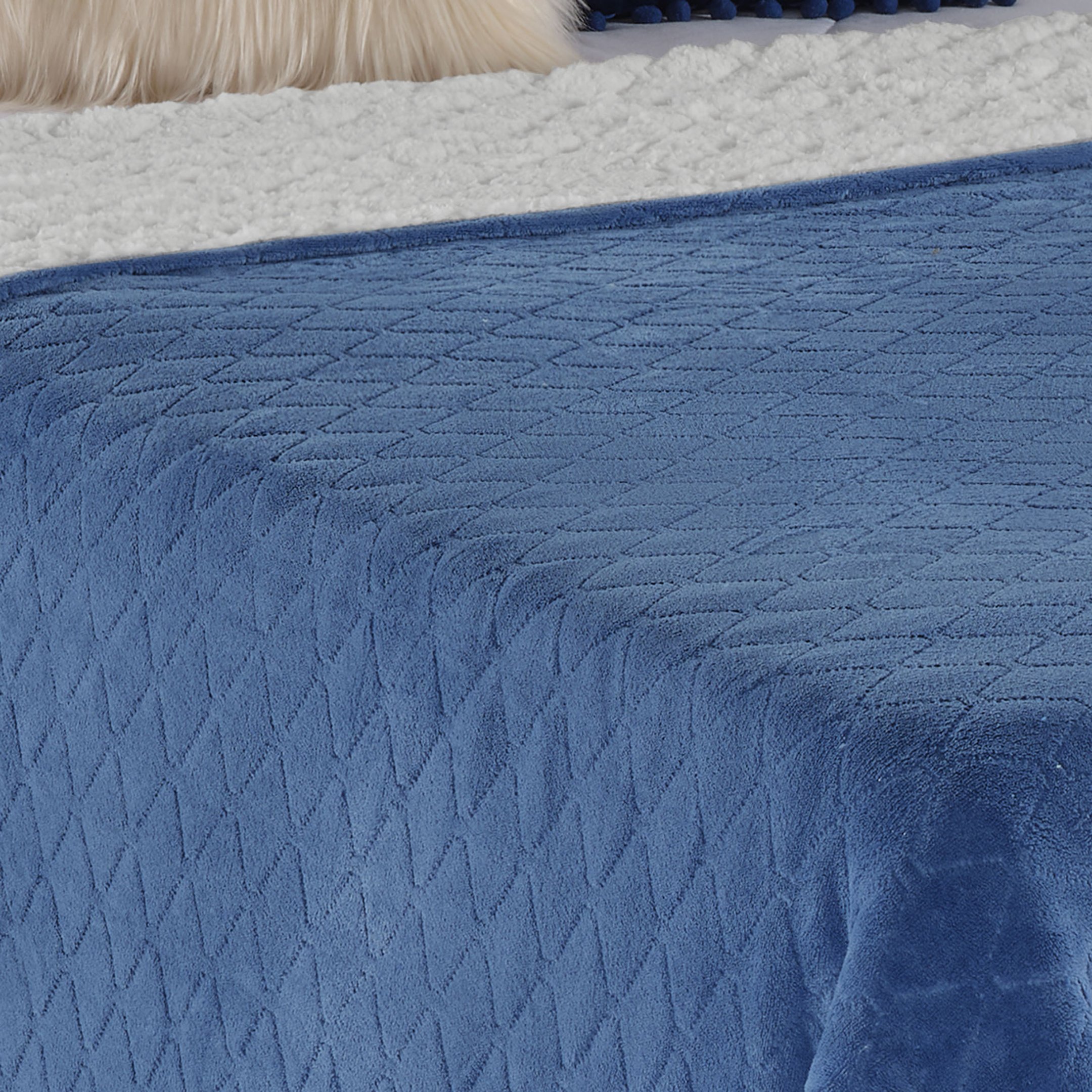 Cobertor Avulso Casal com efeito Pele de Carneiro - Chamber Sherpa Azul Stone - Tekstil - 9