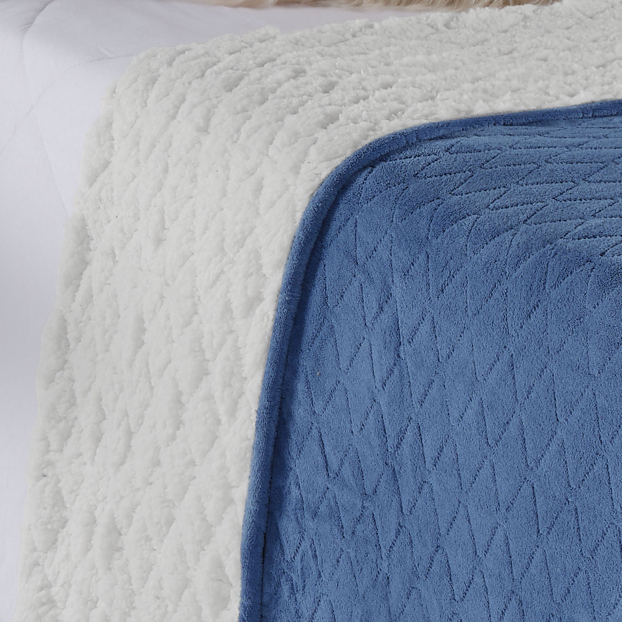 Cobertor Avulso Casal com efeito Pele de Carneiro - Chamber Sherpa Azul Stone - Tekstil - 8