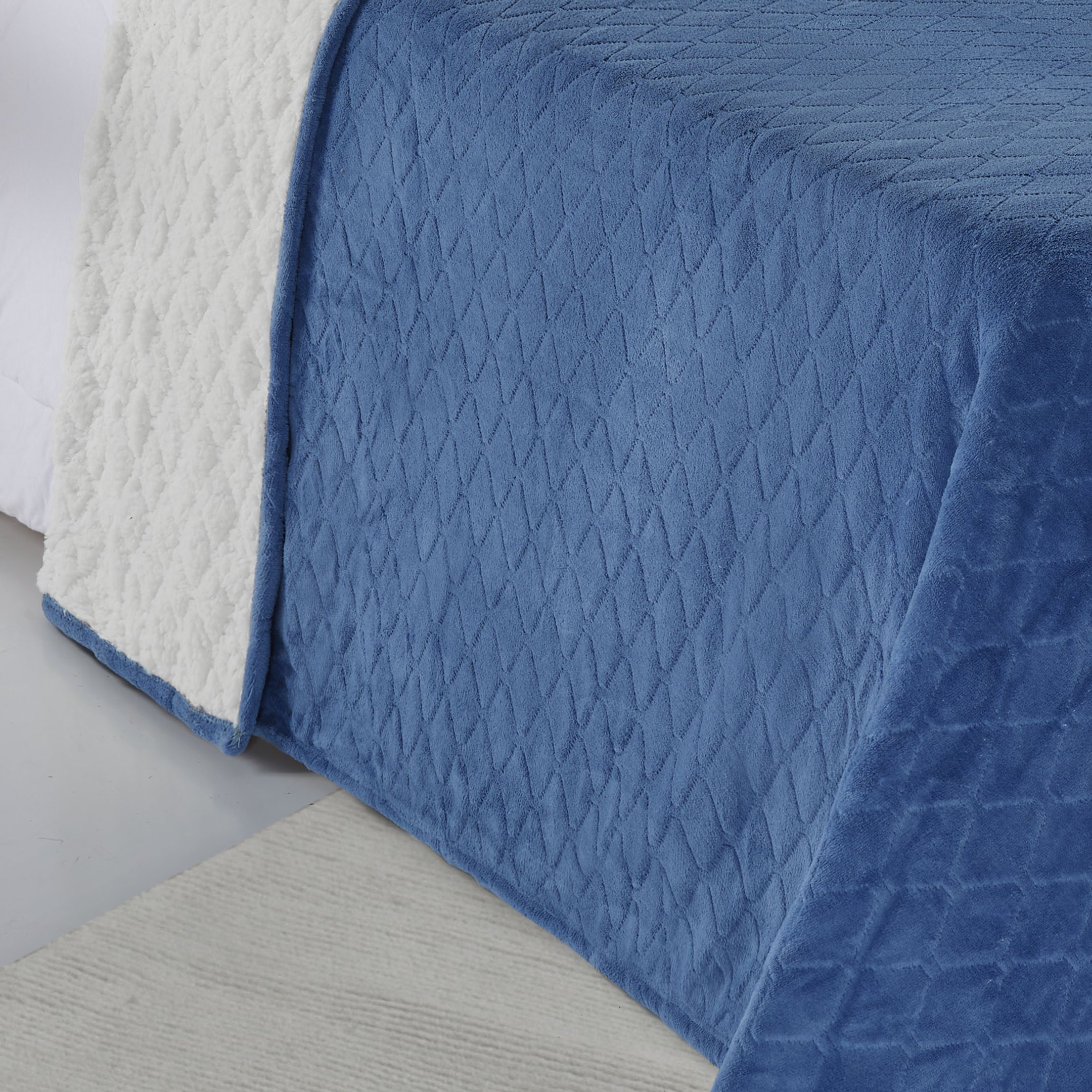 Cobertor Avulso Casal com efeito Pele de Carneiro - Chamber Sherpa Azul Stone - Tekstil - 6