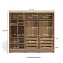 Ver imagem 3 de Guarda-roupa Casal 100% Mdf Kappesberg C/pés e 6 Espelhos 3 Portas de Correr 8 Gavetas Nogueira
