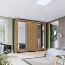 Ver imagem 1 de Guarda-roupa Casal 100% Mdf Kappesberg C/pés e 6 Espelhos 3 Portas de Correr 8 Gavetas Nogueira