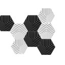 Ver imagem 1 de Kit 8 Painel Decorativo Hexagonal 3d Autoadesivo Preto e Branco 12 X 12cm