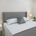 Ver imagem 3 de Cabeceira Casal Modelo Liz até o Chão 140x120cm Cor Cinza Claro Tecido em Linho