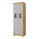 Ver imagem 2 de Guarda-roupa Infantil 62cm 2 Portas com Vidro e 2 Gavetas Fofura Multimóveis Mp4481 Madeirado/off
