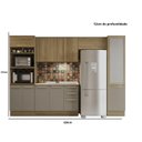 Ver imagem 2 de Armário de Cozinha Modulada Completa Reta 5 Peças 3,20m Botanic Kappesberg - Nogueira/Fendi
