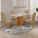 Ver imagem 1 de Conjunto Mesa de Jantar 120cm com 4 Cadeiras Estofadas Multimóveis Crrft-CON040 Madeirado/Off White
