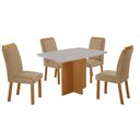 Ver imagem 2 de Conjunto Mesa de Jantar 120cm com 4 Cadeiras Estofadas Multimóveis Crrft-CON040 Madeirado/Off White