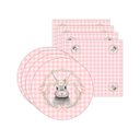 Ver imagem 1 de Kit Sousplat + Guardanapo Páscoa Rosa Xadrez - 4 Peças - com Base