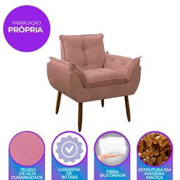 Poltrona Decorativa Sala de Estar Escritório Quarto Prime Cor: Rosa - 3