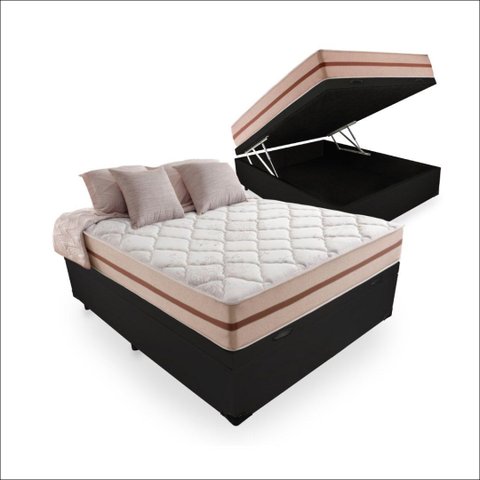 Cama Box Baú Viúva + Colchão de Molas Ensacadas Anjos Classic 128cm