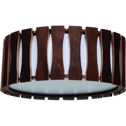 Lustre Plafon Madeira Ripado Redondo 50 Cm para Sala de Estar Sala de Jantar Cor Málaga - 1