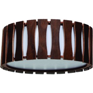 Lustre Plafon Madeira Ripado Redondo 50 Cm para Sala de Estar Sala de Jantar Cor Málaga