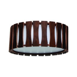 Lustre Plafon Madeira Ripado Redondo 50 Cm para Sala de Estar Sala de Jantar Cor Málaga - 4