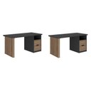 Ver imagem 2 de Conjunto com 2 Escrivaninhas Florence Elegante com Pés Ripados, e Nichos 4 Gavetas Marrom/Nogal/Preto Artany