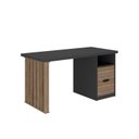 Ver imagem 4 de Conjunto com 2 Escrivaninhas Florence Elegante com Pés Ripados, e Nichos 4 Gavetas Marrom/Nogal/Preto Artany