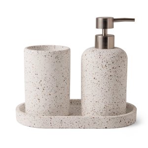 Kit para Banheiro em Cimento 3 Peças Granilite Off White Mart