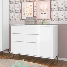 Cômoda Infantil Melinda com 1 Porta - Branco - 1