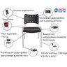 Kit com 10 Cadeiras Iso para Escola Escritório Comércio Preta Base Branca - 7